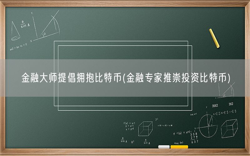 金融大师提倡拥抱比特币(金融专家推崇投资比特币)