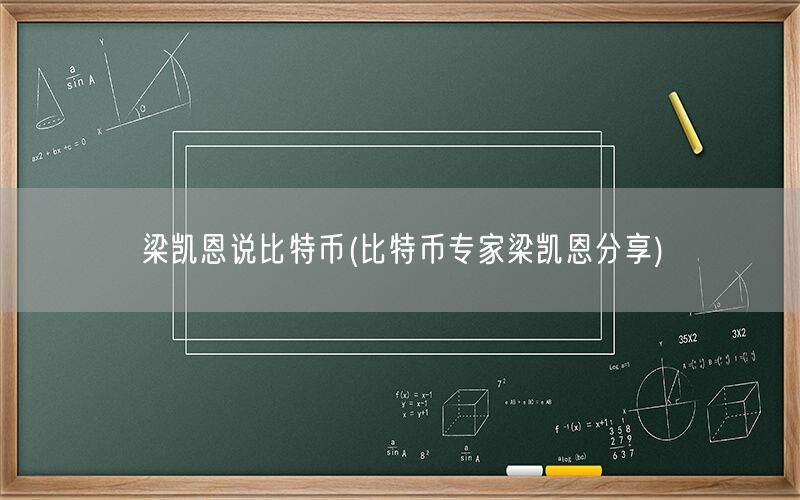 梁凯恩说比特币(比特币专家梁凯恩分享)