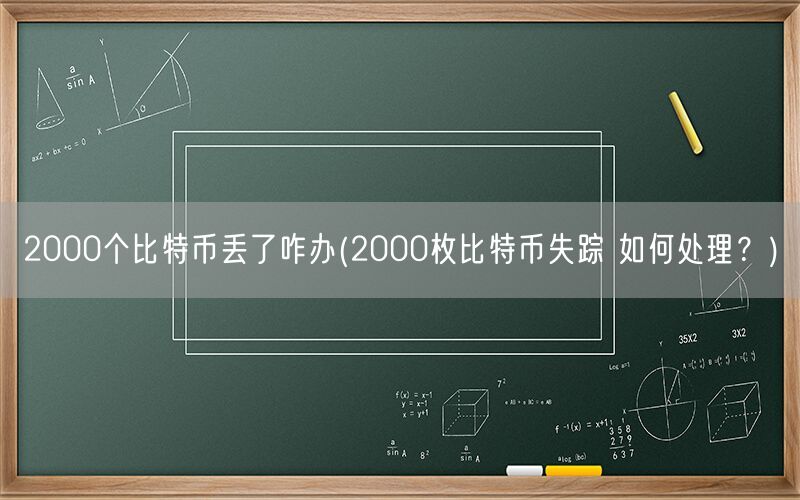 2000个比特币丢了咋办(2000枚比特币失踪 如何处理？)