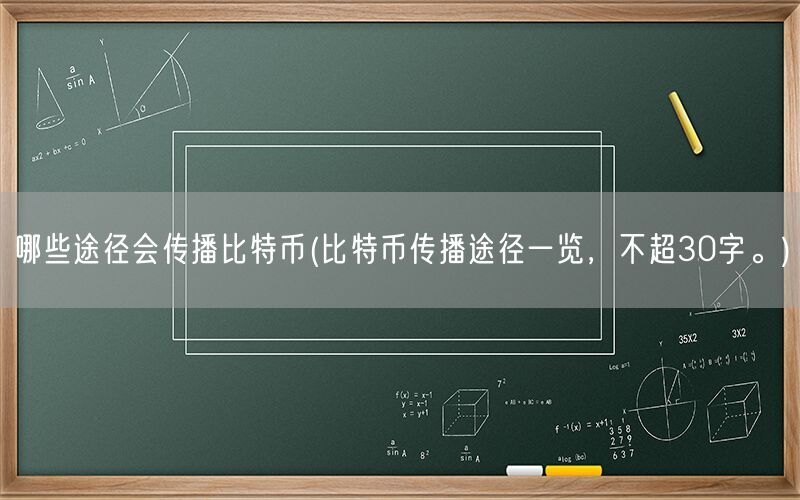 哪些途径会传播比特币(比特币传播途径一览，不超30字。)