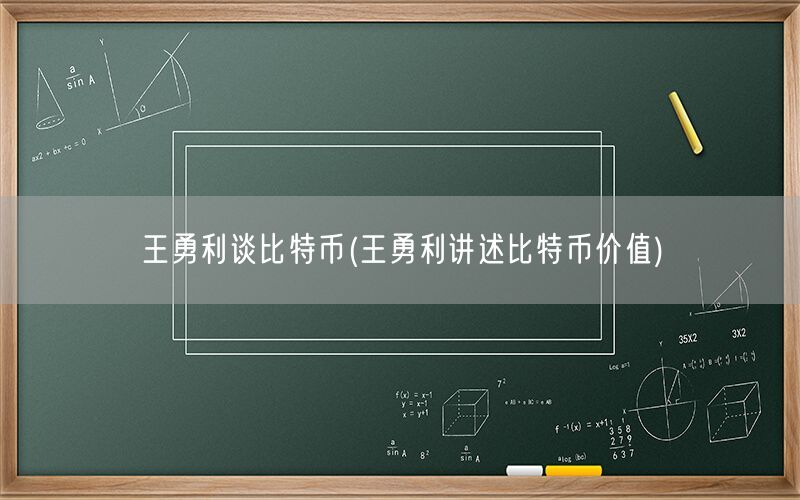 王勇利谈比特币(王勇利讲述比特币价值)